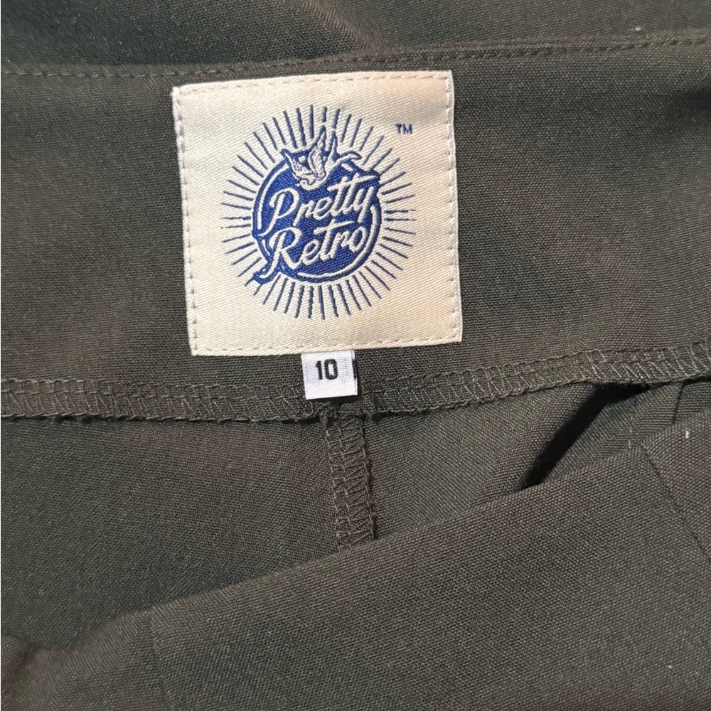 Pretty Retro Women’s Olive Green Sailor Wide Leg Pants Size UK 10 High Waisted - Picture 5 of 8